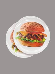 Plato de Desayuno con Diseño Nórdico de Hamburguesa, Estilo Europeo, con Patrón de Dibujos Animados, Lindo y Creativo, de Melamina, para el Hogar, para Aperitivos, Otoño - Product Image 3