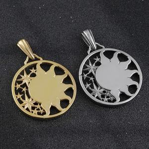 เครื่องประดับแฟชั่นชุบทอง 14k 18k สแตนเลสสตีล จี้รูปทรงฝันสำหรับสร้อยคอ สร้อยคอฮิปฮอป จี้รูปดาว พระอาทิตย์ พระจันทร์ - Product Image 5