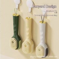 Brosse à chaussures multifonction en nylon avec distributeur de liquide et poils doux pour le nettoyage domestique, la lessive et l'utilisation en dortoir