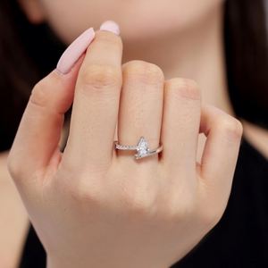 Dylam Fashionable Fine Jewelry Women <b>Eternity</b> Band S925 <b>Silver</b> Geometric Twisted 5A Zirconia Waterdrop Shape Stone Jewelry <b>Rings</b> - Product Image 5