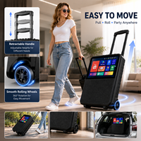 Carrito Portátil de 2 Vías con Wifi Inalámbrico, Android 12, Altavoz de 10'' de Alta Potencia, Máquina de Karaoke, Reproductor Multimedia, Pantalla Táctil de 15.1''
