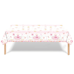 Vaisselle de fête sur le thème du ballet, 60-80 pièces, assiettes en papier, gobelets, serviettes, couverts, pour fête d'anniversaire de fille, décorations florales - Product Image 5