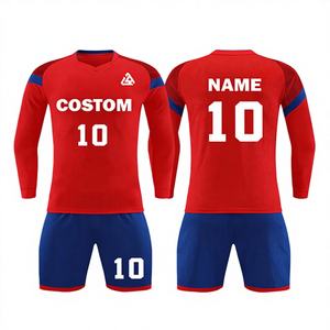 Conjunto de Uniforme de Fútbol Personalizado con Logotipo, Patrón y Números para Competencia y Entrenamiento, para Hombres, Estudiantes y Niños, Transpirable, Ligero, 100% Poliéster - Product Image 1