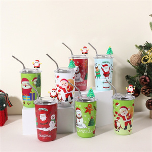 <span class=keywords><strong>Kids</strong></span> <span class=keywords><strong>Cute</strong></span> Milk Cup Presentes de Natal 460ML Stainless Steel Tumbler Mug Canecas de parede dupla com tampa de palha para aniversário - Product Image 5