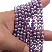 Vente Flash : Perles d'imitation de culture violettes de 6 mm, haute brillance, rondes, en vrac, directement de l'usine, pour la fabrication de bijoux DIY