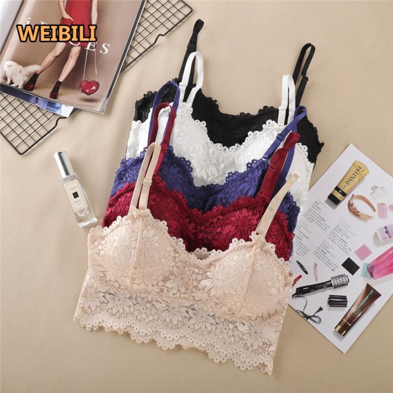 Custom Logo Wireless Lace Bra Top Fitness Beauty Back Underwear Adjustable Strap Bra for Women