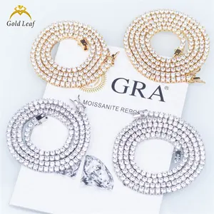 Goldblatt feiner Schmuck Sterlingsilber 925 Tenniskette 3 mm 4 mm 5 mm D Farbe VVS Diamantkette Moissanit Tenniskette