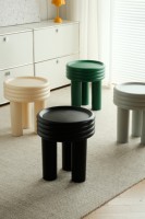 Ensemble de table basse ronde extensible en plastique durable, style minimaliste moderne, avec table d'appoint pour petits appartements et canapés
