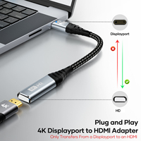 Adaptateur de câble 4K DP vers HDTV, conducteurs plaqués or, gaine en PVC, blindage tressé - Convertisseur mâle-femelle pour ordinateur, téléviseur, projecteur