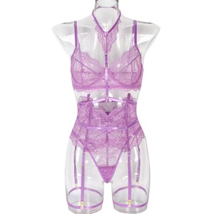 Conjunto de lencería sexy de tres piezas para mujer, estilo Man Yu Fishing, con aros, push-up, de alta resistencia, con cintura ajustada y anillo para pierna. - Product Image 5