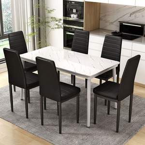 Chaises de salle à manger sans table, chaises de salle à manger ergonomiques, dossier en cuir synthétique, empilables, confortables pour la salle à manger, les salons - Product Image 5