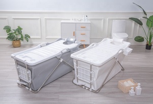 Nouvelle <span class=keywords><strong>baignoire</strong></span> pliante autoportante moderne pour adultes en plastique ABS, écologique, style japonais, avec accoudoirs, capacité de 20 gallons - Product Image 3