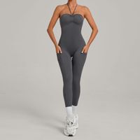 RUIQUWIN Vente en gros Combinaison de yoga d'été pour femme sans manches, moulante, sans couture, respirante, sexy, à bretelles spaghetti, extensible dans les quatre sens