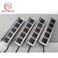 Eingebaute Desktop-Steckdose mit Klappabdeckung, 3 AC-Steckdosen, versenkbare USB-A+C-Ladeanschlüsse, Kabelmanagement für Büro- und Konferenztische