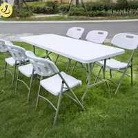 Table de salle à manger pliante portable d'extérieur la plus vendue, 4/6/8 pieds, en plastique blanc, table de buffet moderne avec pieds en tube d'acier, mobilier d'extérieur