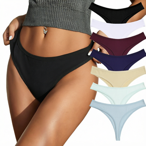 Culottes string côtelées en coton pour femme, taille basse, respirantes, extensibles, confort quotidien, sous-vêtements basiques - Product Image 1