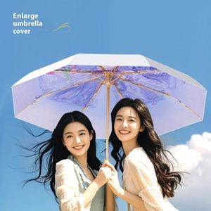ร่มกันแดดกันฝนสองชั้นสำหรับผู้หญิง ป้องกันรังสียูวี 70% เปิดด้วยมือ สีเงินไทเทเนียม ร่มกันแดด 8k ดีไซน์ทันสมัย สวยงาม - Product Image 4