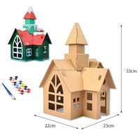 Kit de Manualidades para Colorear, Casa de Juegos de Papel 3D, Casa de Cartón para Pintar y Decorar, Hecha a Mano, para Niños