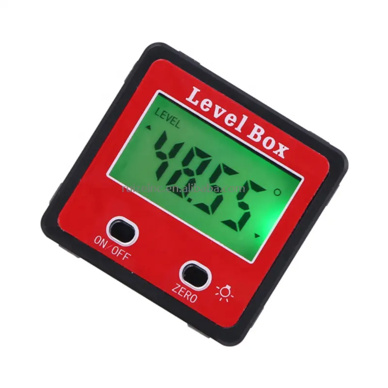 Mini medidor digital vermelho de precisão, caixa de nivelamento de 2 teclas e inclinômetro com base de ímã