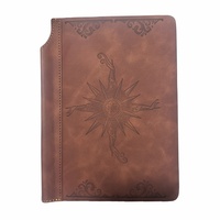 Carnet de voyage à spirales en cuir rigide marron, pages lignées, unisexe, cadeau écologique pour une écriture fluide et épaisse