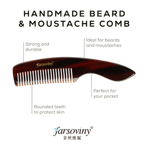 Acetato di cellulosa piccolo ampio dente barba e baffi tasca CombTravel dimensioni per la cura dei peli facciali e la cura della barba - Product Image 4