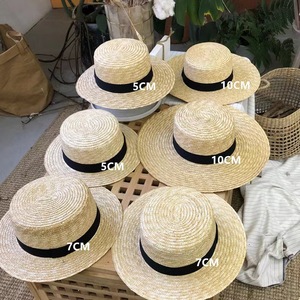 Protezione solare estiva piatta da donna cappello paglia paglia paglia di grano per vacanze al mare Casual e ciclismo - Product Image 1