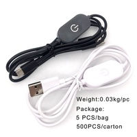 Câble Usb 1m mâle à femelle avec interrupteur marche/arrêt Pull Push Euro Cord in Line Dimmer Controller Power Usb On/Off Switch Cable