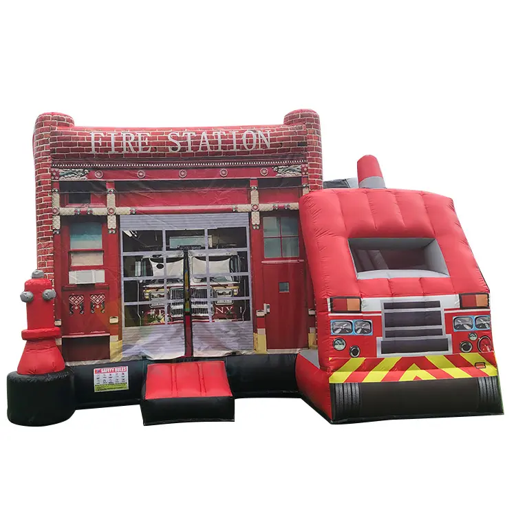 Hot Selling Pretpark Springkussen Commerciële Opblaasbare Brandweerwagen Bounce Huis Springen Kasteel Speeltuin