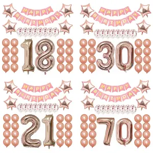 Rose gold decorative balloons 18 30 40 years old birthday party supplies girl birthday gift confetti balloon package