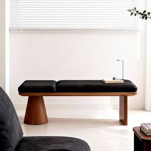Banco Moderno Minimalista de Dos Tonos, Taburete Tapizado de Madera Maciza para Sala de Estar, Dormitorio, Entrada, Asiento para Cambiar Zapatos - Product Image 4