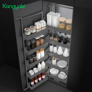 Kangale Kitchen Hardware Sliding Soft Closing Pantry Storage Basket Side High Cabinet Pantry Unit for Kitchen Cabinet Storage