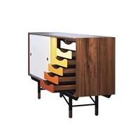 Buffet de rangement multifonctionnel moderne en bois massif, personnalisable, avec tiroirs dégradés arc-en-ciel, console d'entrée, 5+ tiroirs