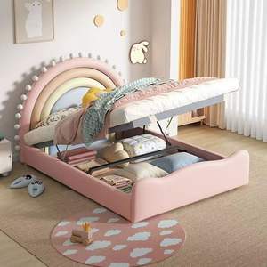 Rosa sognante principessa bambini letto in legno massello imbottito <span class=keywords><strong>cuore</strong></span> Design moderno letto per ragazze adolescenti camera da letto - Product Image 2