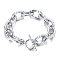 Collier tendance pour femme en acier inoxydable plaqué or, style punk, maillons épais, fermoir OT, grande chaîne ovale rectangulaire
