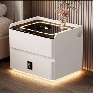 Advanced Wireless Charging Bedside Table LED Light New <strong>Smart</strong> Multifunctional Storage Cabinet Luxury Leather Bedroom Hotels - Product Image 2