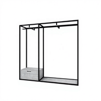 Porte-vêtements commercial autoportant en métal blanc avec étagères de rangement pour boutique