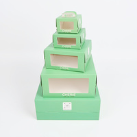 Boîtes en carton vert et blanc de qualité alimentaire, recyclables, avec fenêtre, pour l'emballage de gâteaux de boulangerie, de nourriture pour bébés, de chewing-gum, écologiques