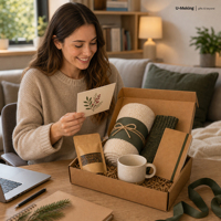 Kit de Confort Personnalisé pour l'Hiver : Couverture, Tasse, Chaussettes, Thé, Carnet, Carte, et Envoi d'Entreprise pour la Reconnaissance des Employés