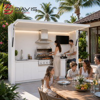 Meubles de cuisine extérieurs en aluminium modulaires avec îlot barbecue, évier et comptoir de rangement – Fabrication sur mesure par le fabricant