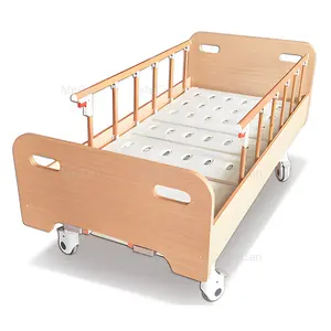 Hospital Equipment Suppliers Patient Medical Nursing Bed Wood Manual Two Crank Nursing Bed with Tail Board