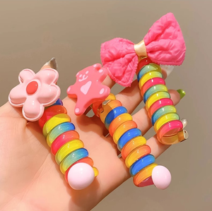 Attaches pour cheveux en spirale en forme de fil téléphonique pour bébés filles, élastiques, bandeaux en spirale, corde à cheveux, queue de cheval, accessoires pour cheveux en cuir - Product Image 6