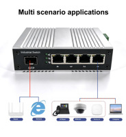Switch Jaringan Industri 5-port RJ45 1-port SFP Isolasi VLAN Tahan Suhu Tinggi IP40 Dual Power Supply Switch 10Gbps
