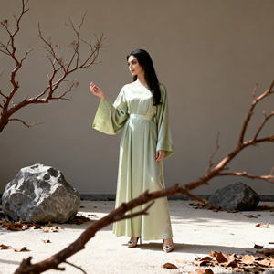 Robe Abaya en satin polyester de luxe pour femmes musulmanes, élégante, sur mesure, fournisseur OEM en gros - Product Image 2