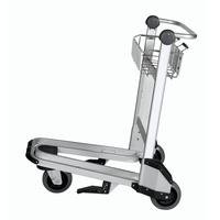 Carrito de equipaje de acero inoxidable para aeropuerto con asiento y 4 ruedas para uso pesado