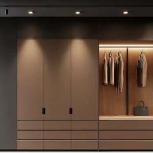 Dressing sur mesure moderne de luxe, armoire à vêtements, bricolage, cloison en verre écologique, éclairage LED, chambre à coucher - Product Image 1