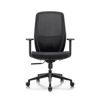 Chaise de bureau pivotante de haute qualité à dossier moyen en tissu maillé noir pour la réception
