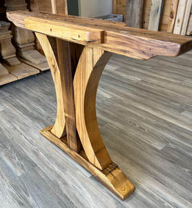 Mesa de comedor de madera maciza de fresno con base de caballete de Fresno Mesa rústica de granja Pedestal Pata de mesa de comedor de madera de fresno - Product Image 2