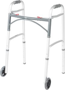 Marcheur pliable à deux boutons avec roulettes Marcheur à roues avant Marcheur léger adapté aux personnes <span class=keywords><strong>âgée</strong></span>s - Product Image 2