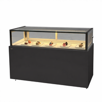 Vitrine réfrigérée commerciale à un seul niveau pour pâtisseries, comptoir de présentation de desserts en verre avec roulettes