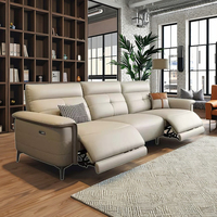 Canapé sectionnel italien moderne, design capsule sans espace mural, fonction électrique, ligne droite, pour un style de vie moderne et épuré